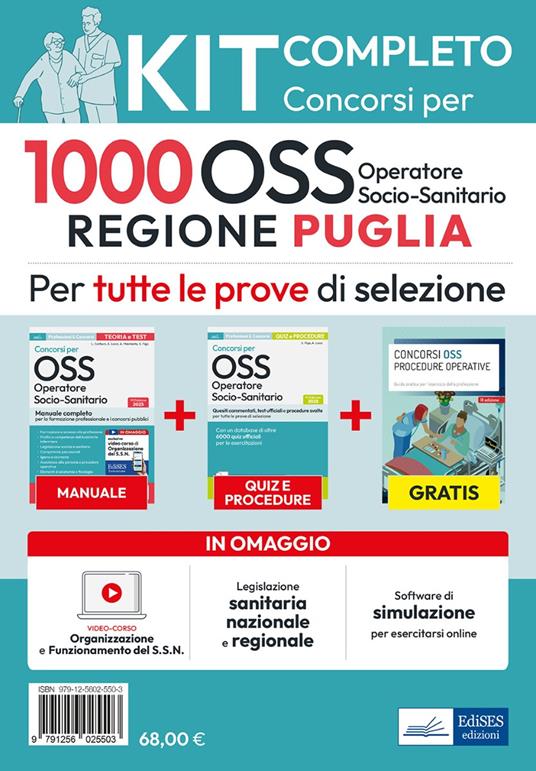 Kit completo 1000 OSS Regione Puglia. Operatore sanitario. Con video corso e software di simulazione - copertina