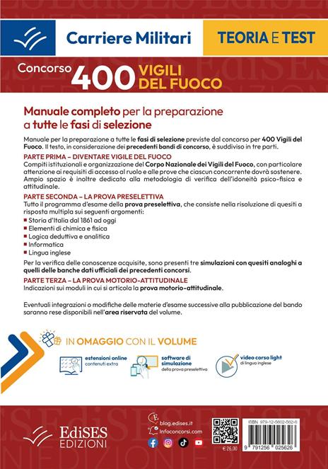 Concorso 400 Vigili del Fuoco: manuale per la preparazione a tutte le fasi di selezione. Con software di simulazione. Con video-corso - 2