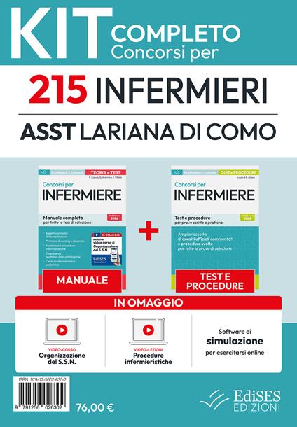 Concorso per 215 Infermieri ASST Lariana di Como. Con software di simulazione - copertina
