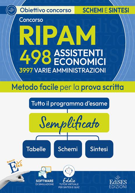 Concorso 3997 assistenti RIPAM: manuale di sintesi per la prova scritta per 498 assistenti economici. Con software di simulazione - copertina