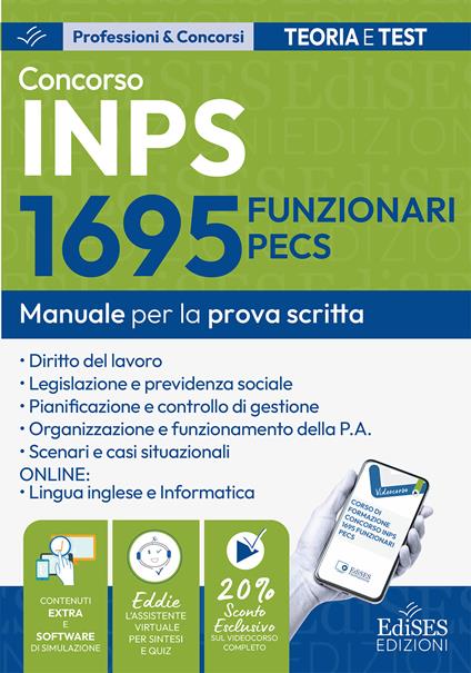 Concorso 1695 Funzionari PECS INPS: manuale prova scritta - copertina