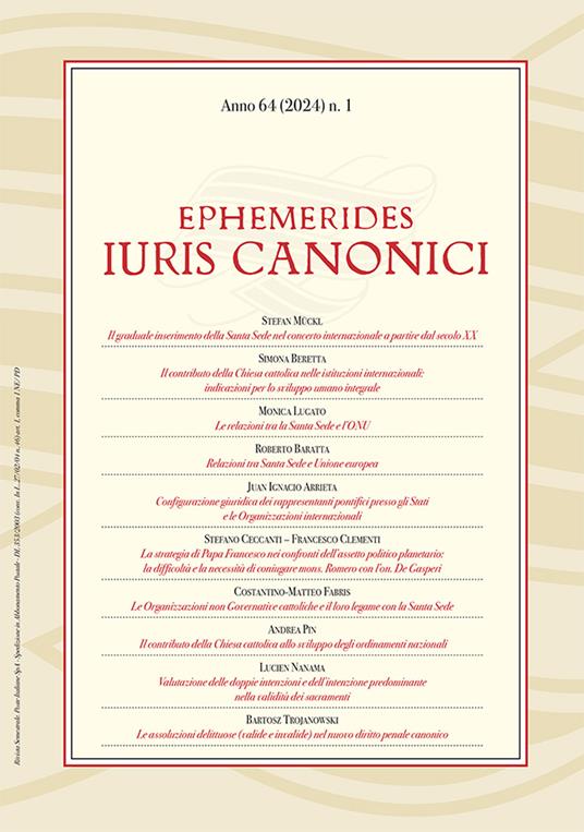 Ephemerides Iuris canonici (2024). Vol. 1 - copertina