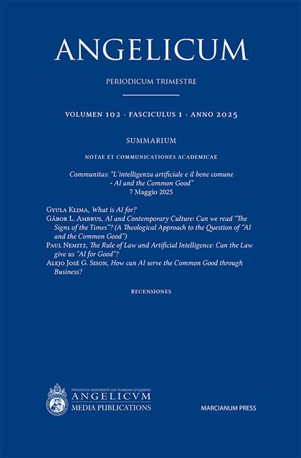 Angelicum (2025). Vol. 1 - copertina
