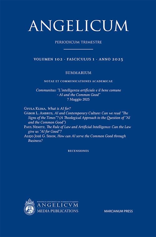 Angelicum (2025). Vol. 1 - copertina