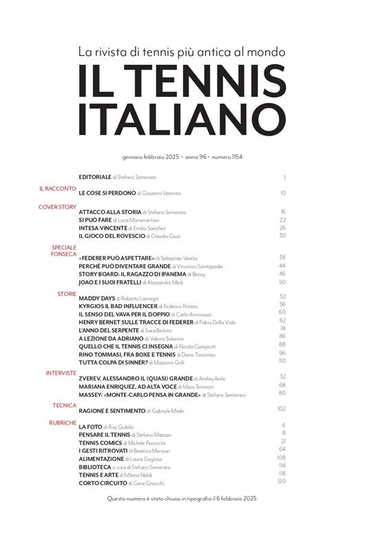 Il tennis italiano. Gennaio-febbraio (2025). Vol. 1 - 3