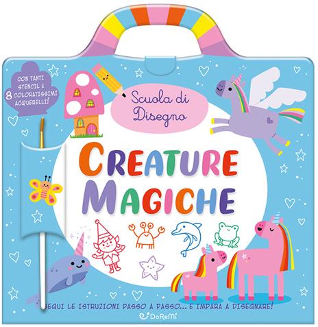 Creature magiche. Ediz. a spirale. Con 8 acquerelli. Con pennello. Con stencil - copertina