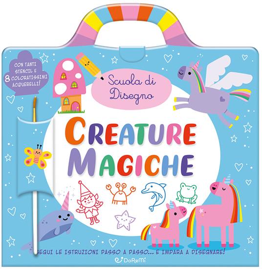 Creature magiche. Ediz. a spirale. Con 8 acquerelli. Con pennello. Con stencil - copertina