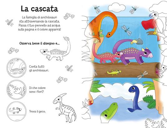 Il mondo dei dinosauri. Ediz. a colori. Ediz. a spirale. Con pennello magico ad acqua - 2