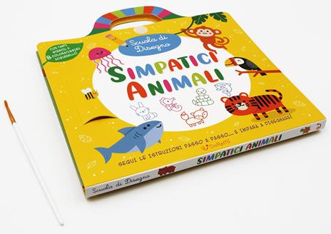 Simpatici animali. Scuola di disegno. Ediz. a spirale. Con 8 acquerelli. Con pennello. Con stencil - Danielle Mudd - copertina
