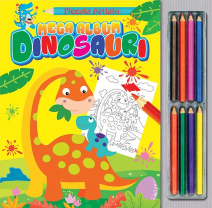 Mega album dinosauri. Ediz. illustrata. Con matite - copertina
