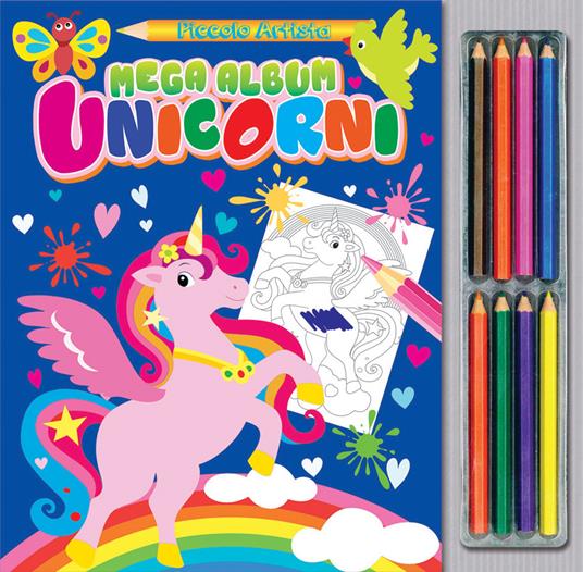 Mega album unicorni. Ediz. illustrata. Con matite - copertina