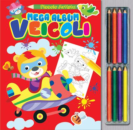 Mega album veicoli. Ediz. illustrata. Con matite - copertina