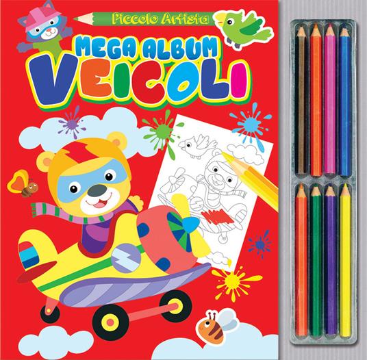 Mega album veicoli. Ediz. illustrata. Con matite - copertina