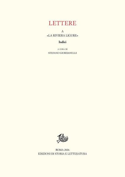 Lettere a «La Riviera Ligure». Indici - copertina