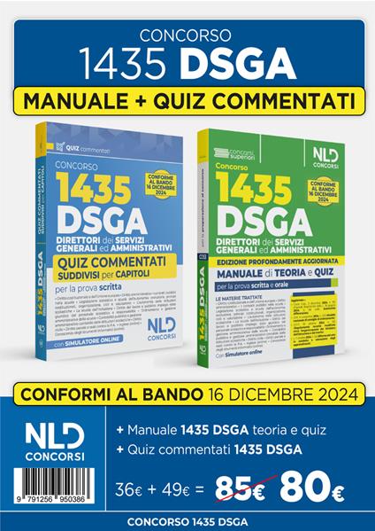 Concorso DSGA. 1435 direttori dei servizi generali ed amministrativi. Quiz commentati suddivisi per capitoli per la preparazione al concorso - copertina