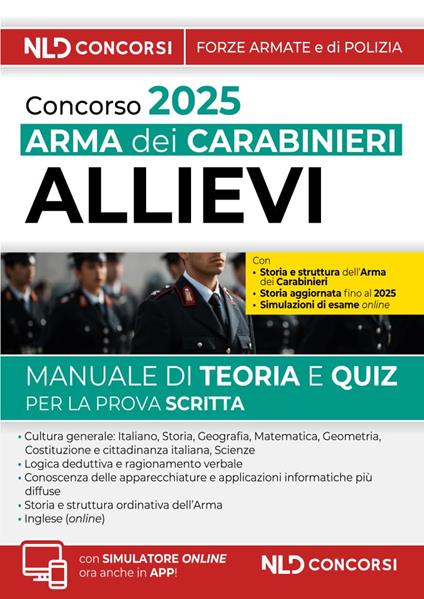 Concorso per Allievi Carabinieri dell'Arma. Manuale + quiz. Nuova ediz. Con simulatore online - copertina