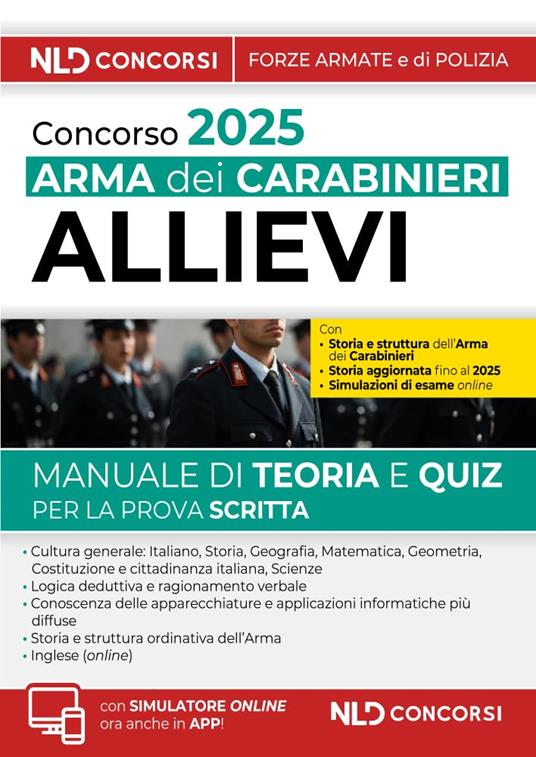 Concorso per Allievi Carabinieri dell'Arma. Manuale + quiz. Nuova ediz. Con simulatore online - copertina