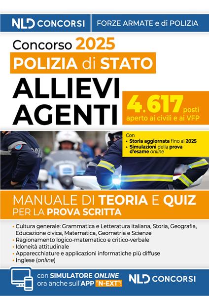 Concorso 4617 allievi agenti della Polizia di Stato. Manuale con Teoria e quiz 2025. Con simulatore online - copertina