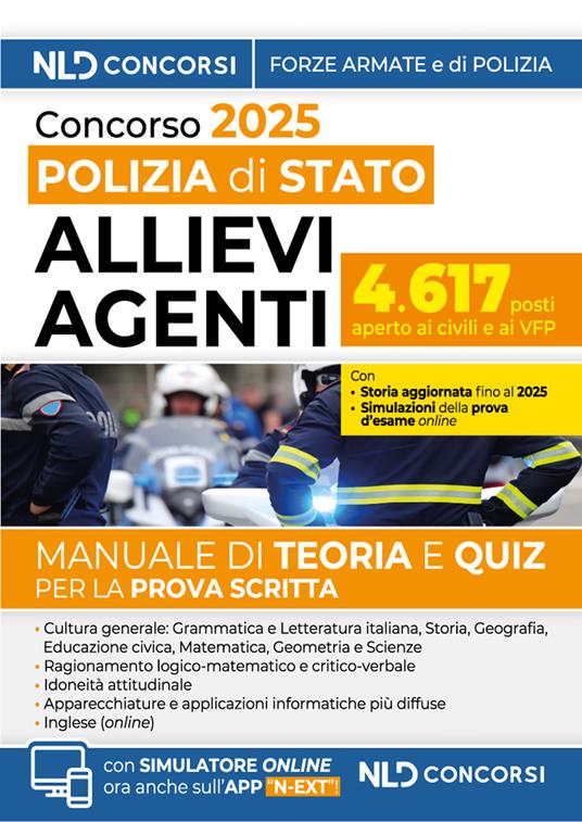 Concorso 4617 allievi agenti della Polizia di Stato. Manuale con Teoria e quiz 2025. Con simulatore online - copertina