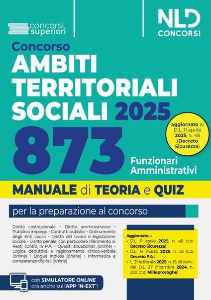 Concorso ATS (Ambiti Territoriali Sociali) per 873 Funzionari amministrativi. Manuale con teoria e quiz 2025. Con espansione online - copertina