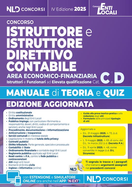 Manuale istruttore e istruttore direttivo contabile area economico finanziaria cat. C-D con teoria e quiz e raccolta precedenti tracce. Con software di simulazione - copertina