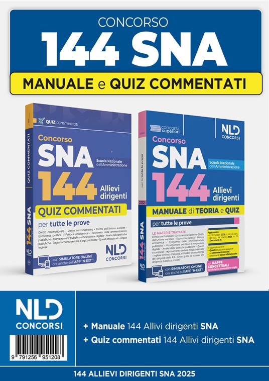 Concorso 144 posti allievi Sna. Manuale + quiz commentati per la preparazione al concorso 2025. Nuova ediz. Con espansione online - copertina