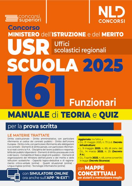 Concorso 161 funzionari USR, Ministero Istruzione e Merito. Manuale per il concorso con teoria e quiz. Con software di simulazione - copertina