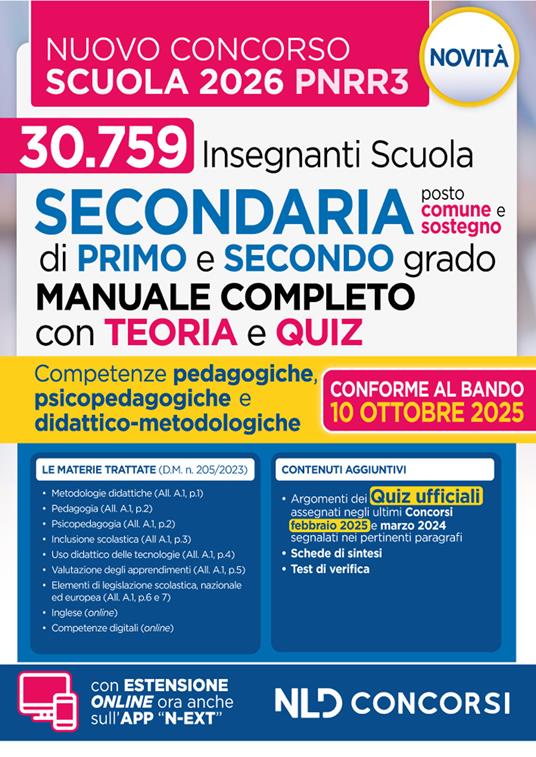 Concorso Scuola PNRR3. Manuale con Teoria e Test di verifica per il nuovo concorso docenti scuola secondaria 2025-2026. Nuova ediz. - copertina