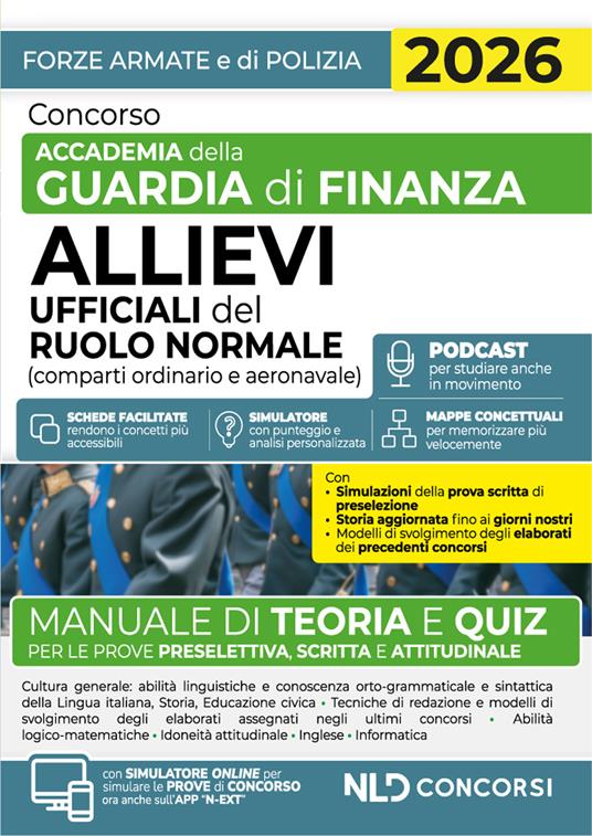 Concorso accademia della Guardia di Finanza. Allievi Ufficiali del ruolo normale. Manuale di teoria e quiz 2026 - copertina