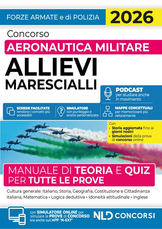 Concorso allievi marescialli aeronautica militare. Manuale di teoria e quiz per tutte le prove 2026 - copertina