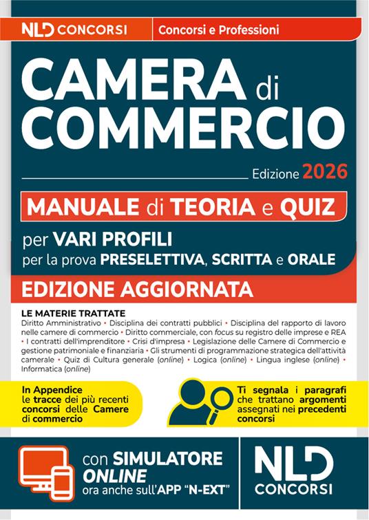 Concorso Camera di Commercio 2026. Manuale di teoria e quiz per prova preselettiva, scritta e orale. Con simulatore online - copertina