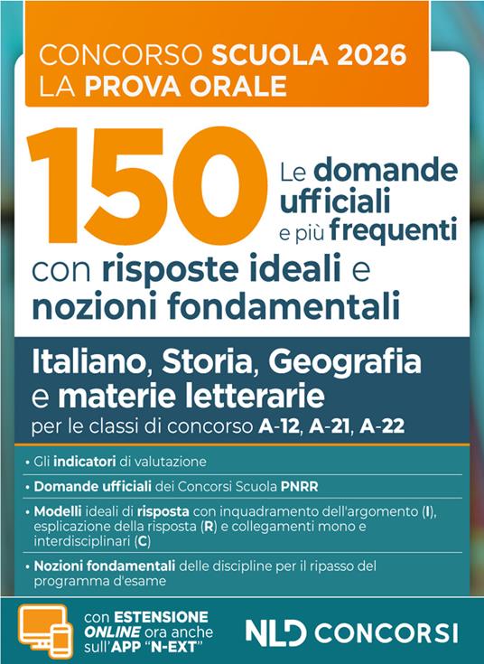 Concorso scuola prova orale. 150 domande ufficiali con risposte ideali e nozioni fondamentali di Italiano, Storia, Geografia e materie letterarie per la preparazione alla prova orale del concorso scuola - copertina