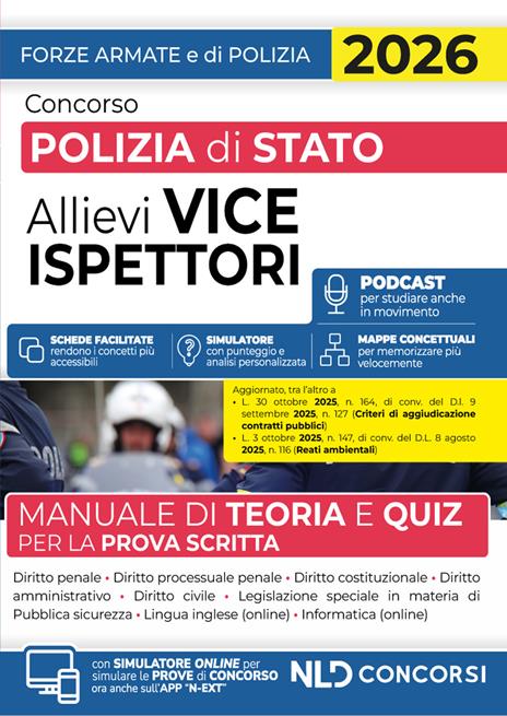 Concorso allievi vice ispettori polizia di Stato 2026. Manuale di Teoria e quiz per la prova scritta. Con simulatore online - copertina