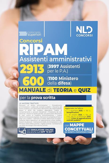 Concorso Ripam 3997 posti, profilo 2913 assistenti amministrativi e concorso 1100 posti Ministero della Difesa, profilo per 600 assistenti amministrativi. Manuale unico con teoria e quiz per entrambi i concorsi - 3