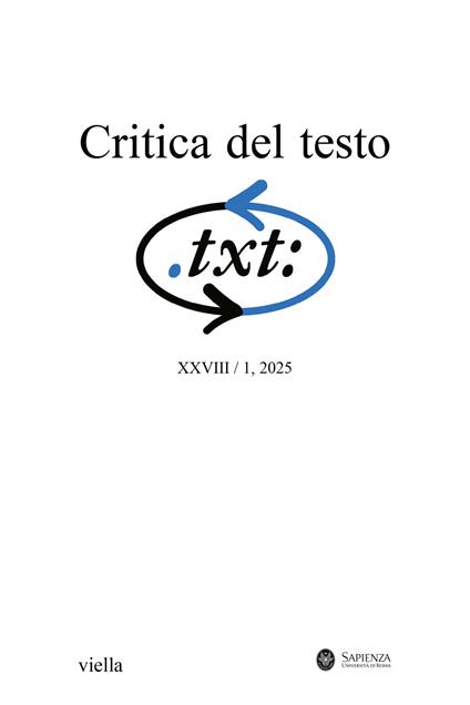 Critica del testo (2025). Vol. 1 - copertina