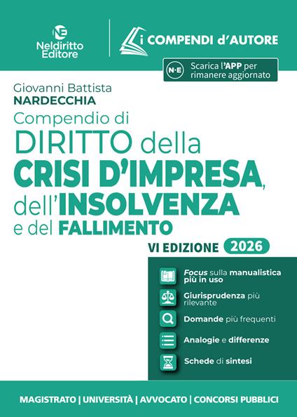 Compendio di diritto della crisi d'impresa, dell'insolvenza e del fallimento 2026 - copertina