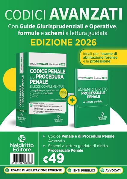 Codice penale e di procedura penale avanzato 2026 con guide applicative, formule e schemi a lettura guidata. Nuova ediz. - copertina