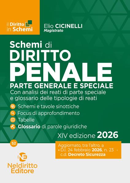 Schemi di Diritto Penale 2026. Parte generale e speciale - Elio Cicinelli - copertina