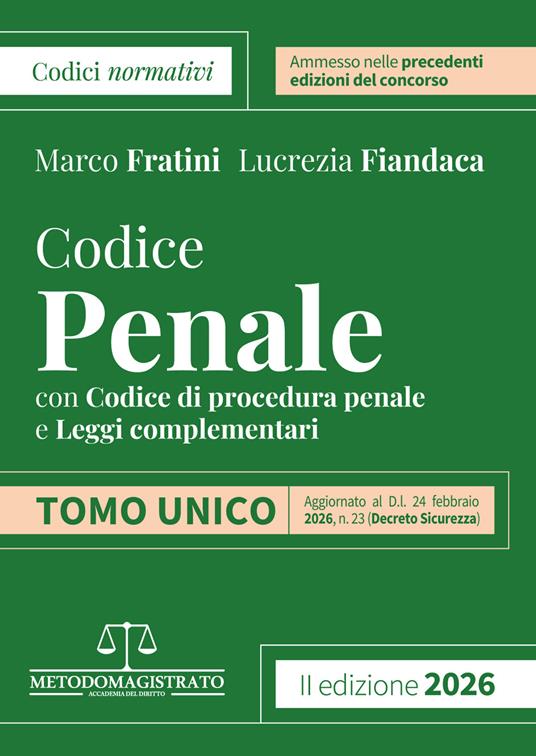 Codice normativo di diritto penale 2026 per il concorso in Magistratura. Nuova ediz. - Marco Fratini - copertina