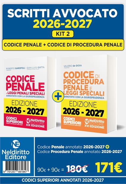 Kit 2 Codice Penale + Codice di procedura penale annotati per l'esame di avvocato - Gian Luigi Gatta,Roberto Garofoli,Valerio De Gioia - copertina