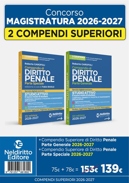 Kit compendi superiori di diritto penale. Parte generale + parte speciale 2026 - Roberto Garofoli - copertina