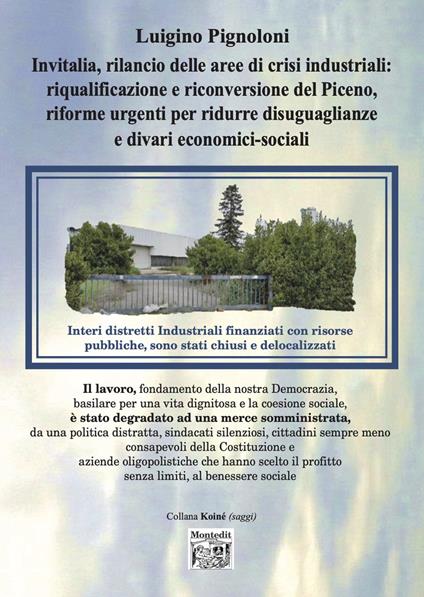 Invitalia, rilancio delle aree di crisi industriali: riqualificazione e riconversione del Piceno, riforme urgenti per ridurre disuguaglianze e divari economici-sociali - Luigino Pignoloni - copertina