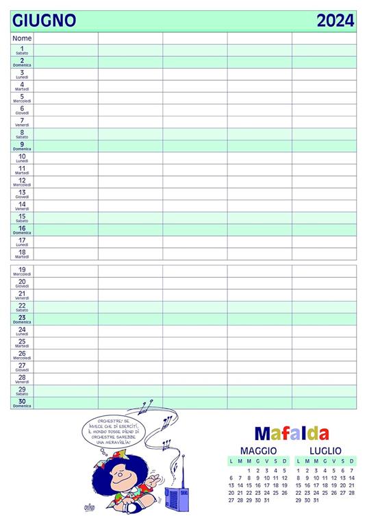 Mafalda. Calendario della famiglia 2024 - Quino - Libro - Magazzini Salani  
