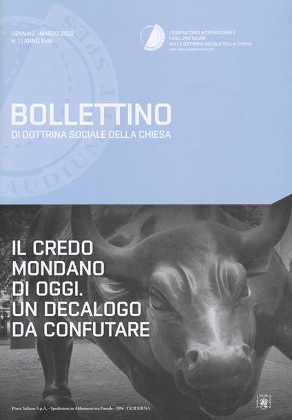 Bollettino di dottrina sociale della Chiesa (2022). Vol. 1 - copertina