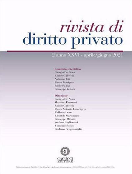 Rivista di diritto privato (2021). Vol. 2: Aprile-giugno. - copertina