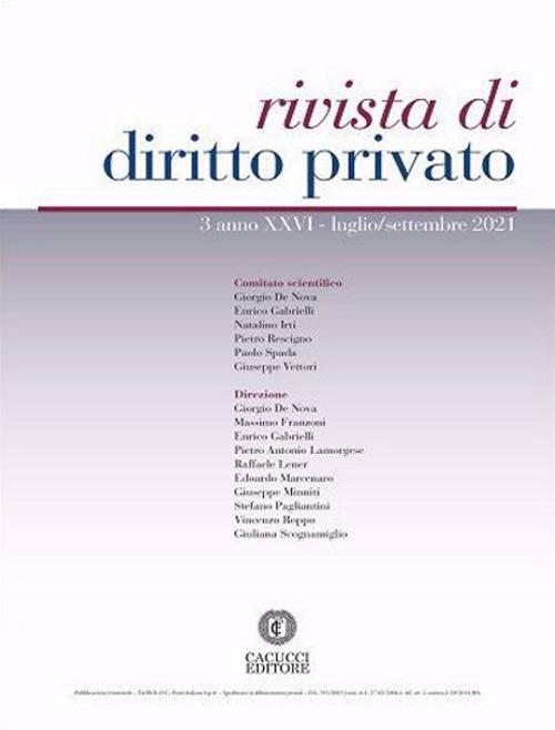 Rivista di diritto privato (2021). Vol. 3 - copertina