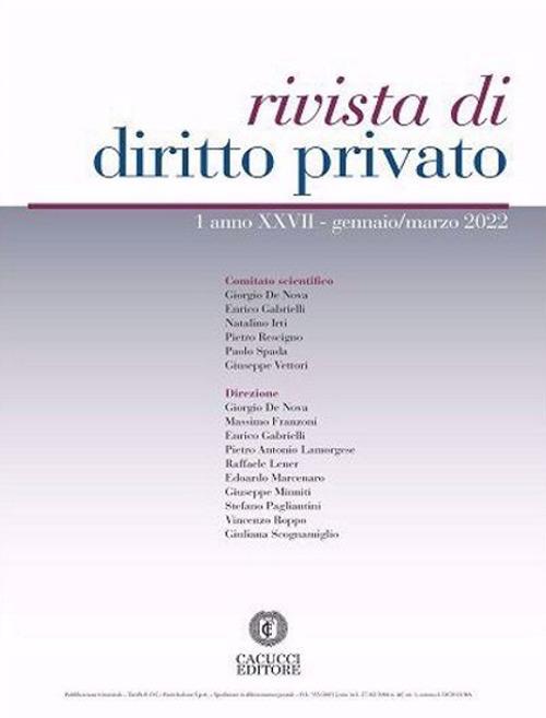Rivista di diritto privato (2022). Vol. 1 - copertina