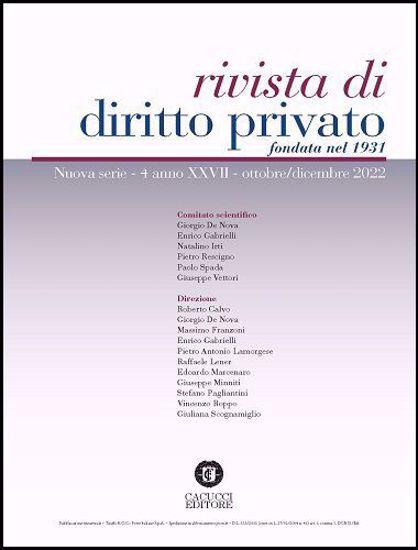 Rivista di diritto privato (2022). Vol. 4: Ottobre-dicembre - copertina