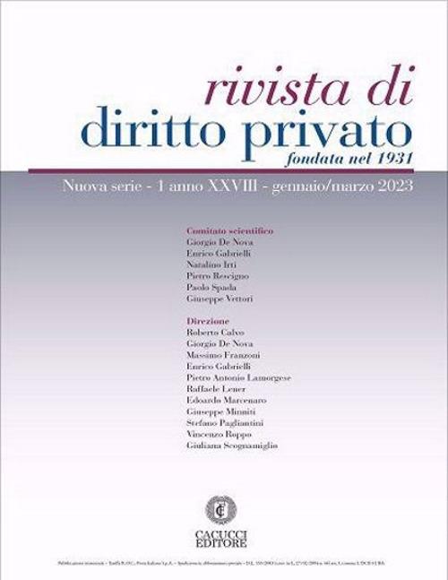 Rivista di diritto privato (2023). Nuova ediz.. Vol. 1 - copertina