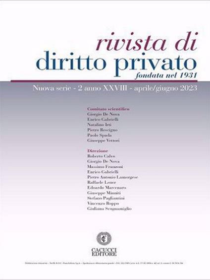 Rivista di diritto privato (2023). Vol. 2 - copertina